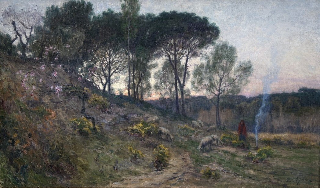 Edmond Yarz (1845-1920) - Twilight - Oil On Canvas