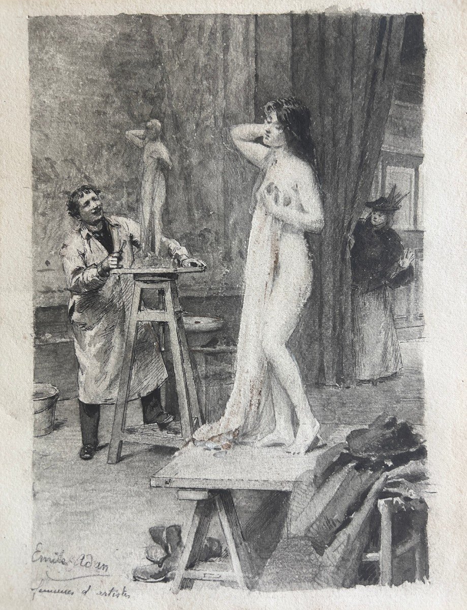 Louis Émile Adan - Femmes d’artistes - Encre et crayon sur papier 