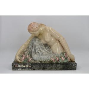 Art Deco Ceramic Sculpture After A Model By Maurice Guiraud-riviere