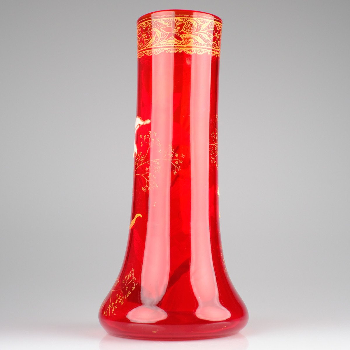 Christallerie De Saint-denis (paris). - François-théodore Legras - Vase -  Lamartine Rouge-photo-3