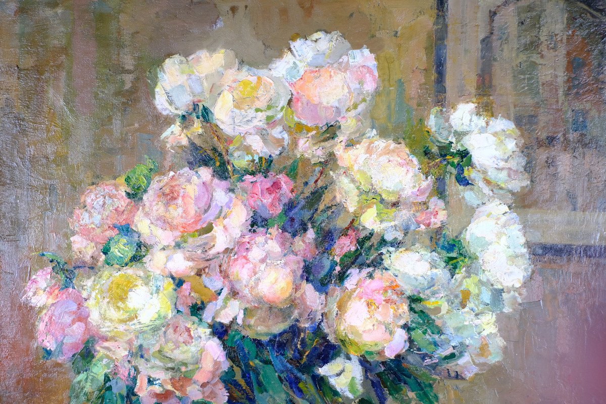 Adrienne Feremans-warzee (1888-1965) - Bouquet Of Roses. Still Life. Post-impressionism. Hst-photo-1