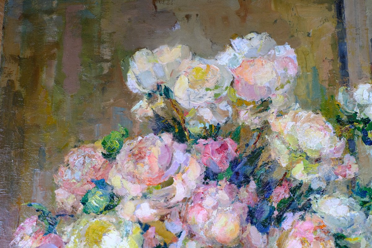 Adrienne Feremans-warzee (1888-1965) - Bouquet Of Roses. Still Life. Post-impressionism. Hst-photo-8