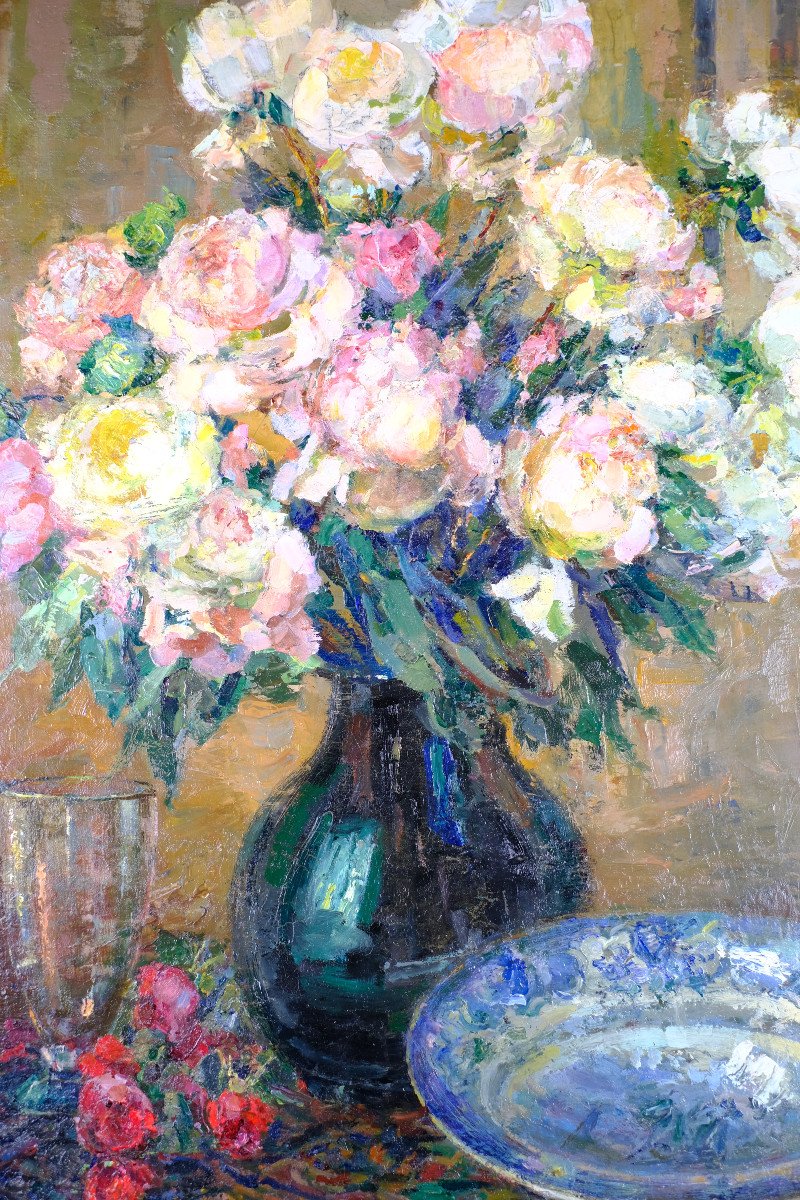 Adrienne Feremans-warzee (1888-1965) - Bouquet Of Roses. Still Life. Post-impressionism. Hst