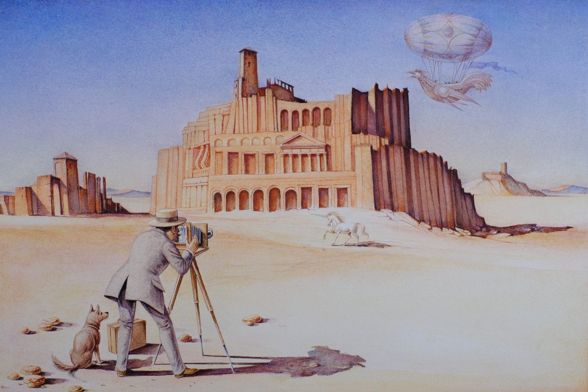 André Toussaint (1923-2006). Drawing." The Photo Competition "surrealism. 1986 Photographer And Unicorn-photo-2