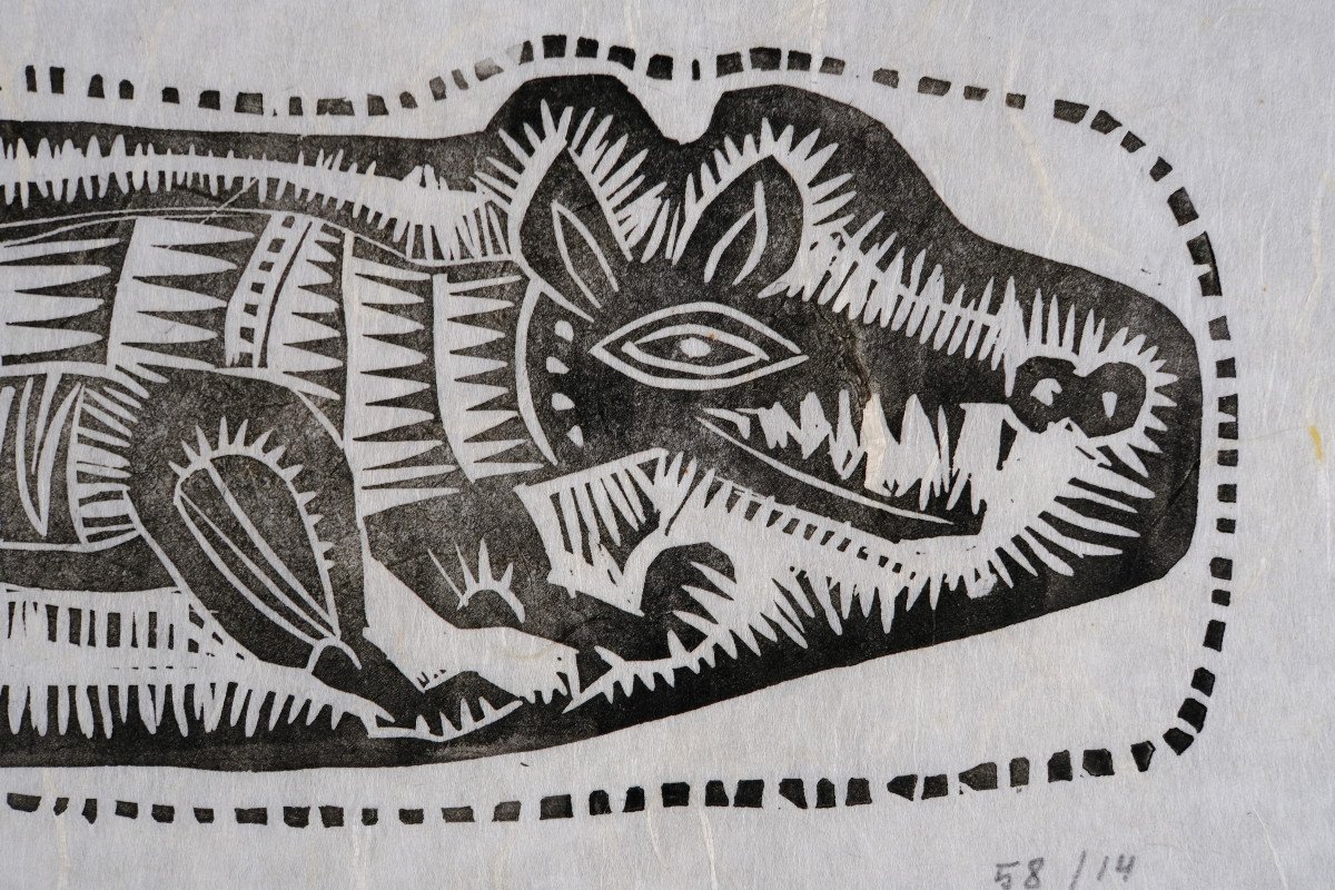 André Toussaint (1923-2006). Woodcut. "rat" Circa 1958.1950's.-photo-4