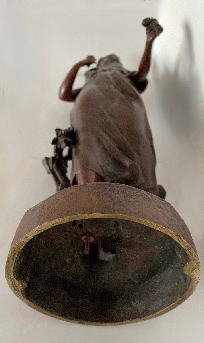  Jeune Fille Au Bouquet De Roses , Sculpture En Bronze Signée Belin -photo-8