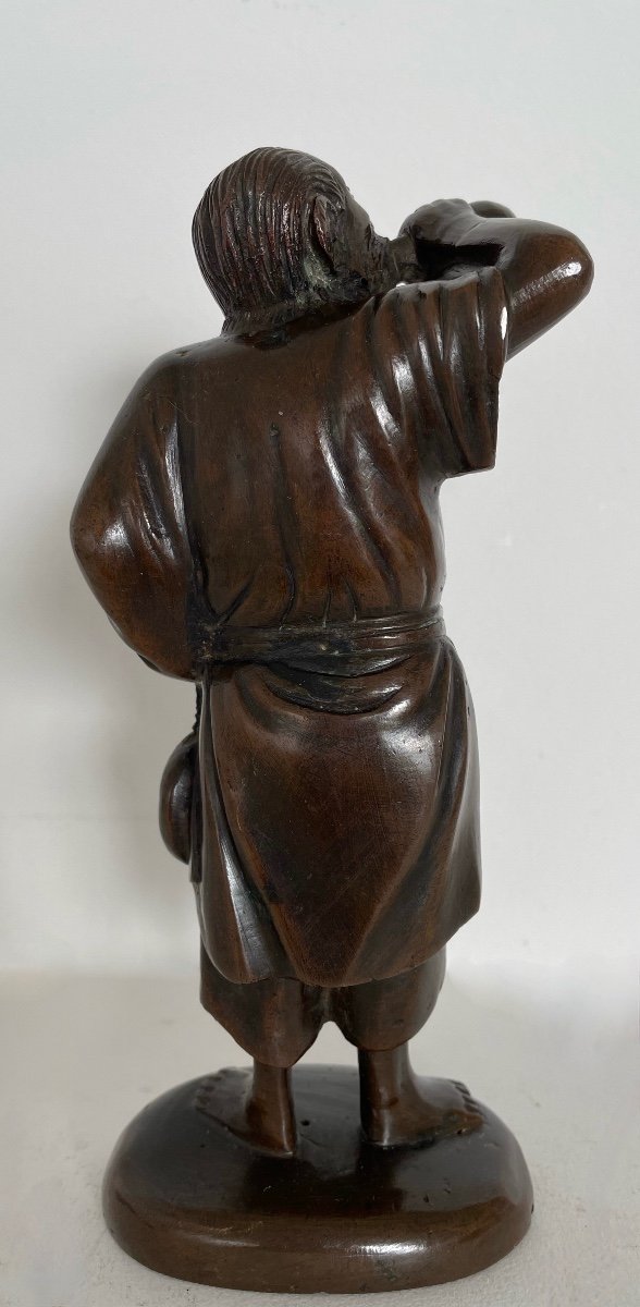 An Asian Man Drinking From His Gourd, Bronze Subject-photo-1