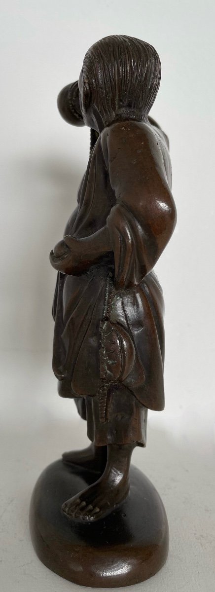 An Asian Man Drinking From His Gourd, Bronze Subject-photo-3