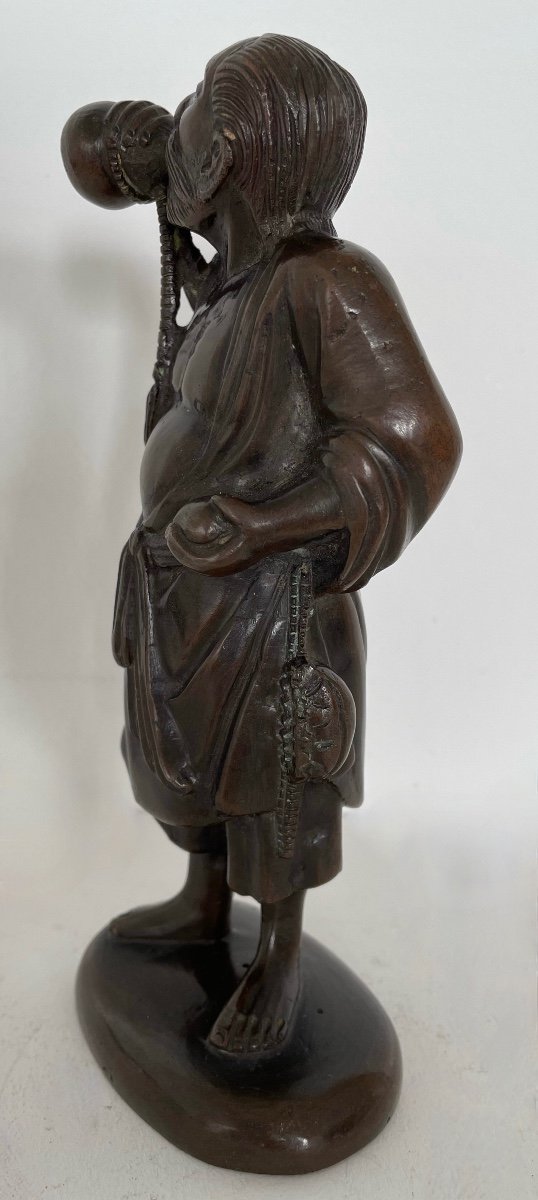 An Asian Man Drinking From His Gourd, Bronze Subject-photo-7