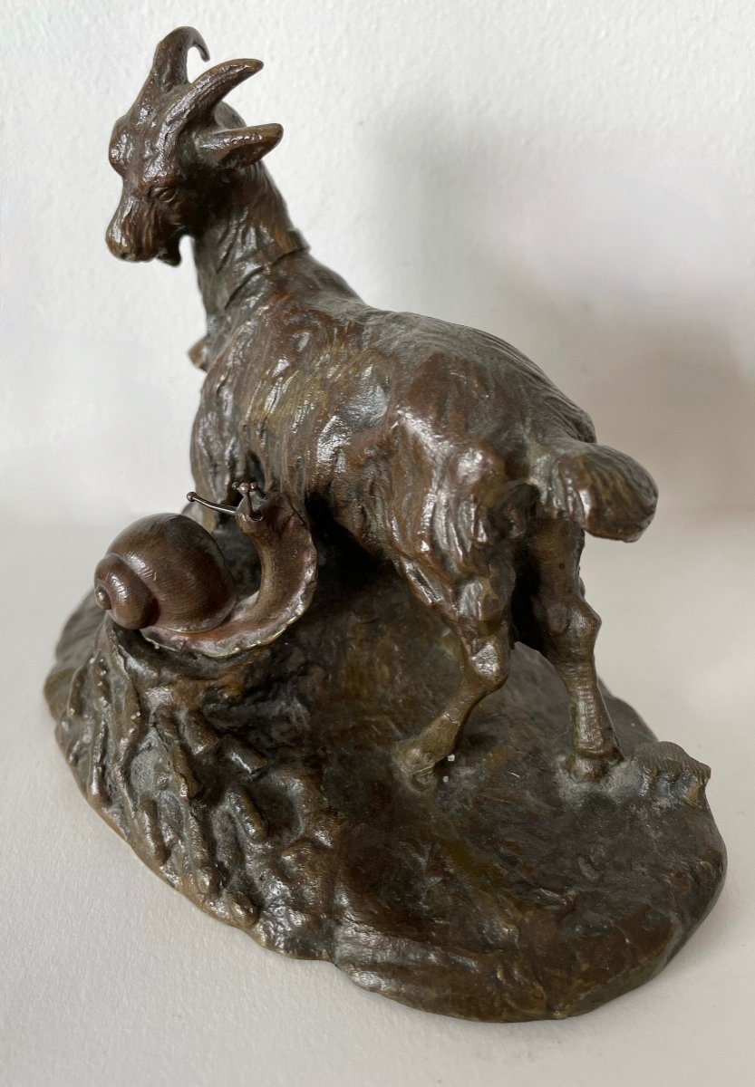 Le Bouc Et L Escargot , Sujet En Bronze-photo-2