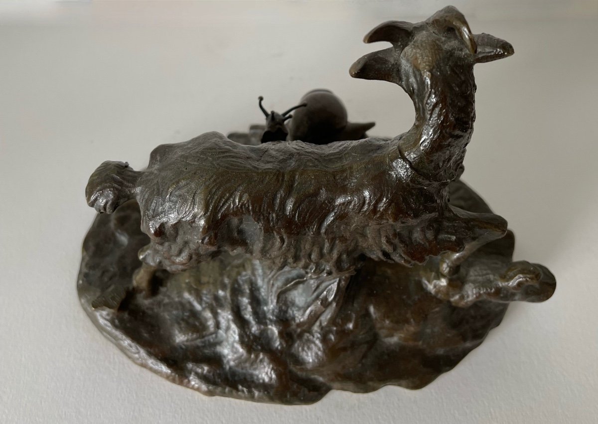 Le Bouc Et L Escargot , Sujet En Bronze-photo-7