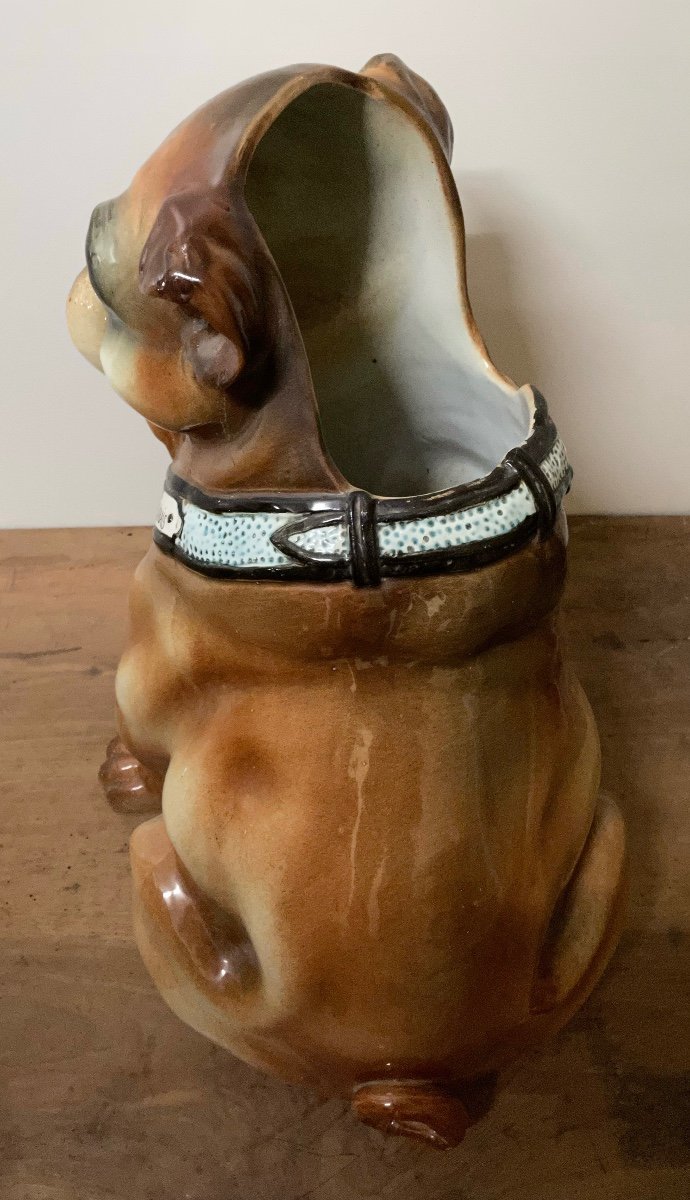 Bulldog Earthenware Umbrella Holder, Signed Under A Thurner Wasmuel Leg-photo-8