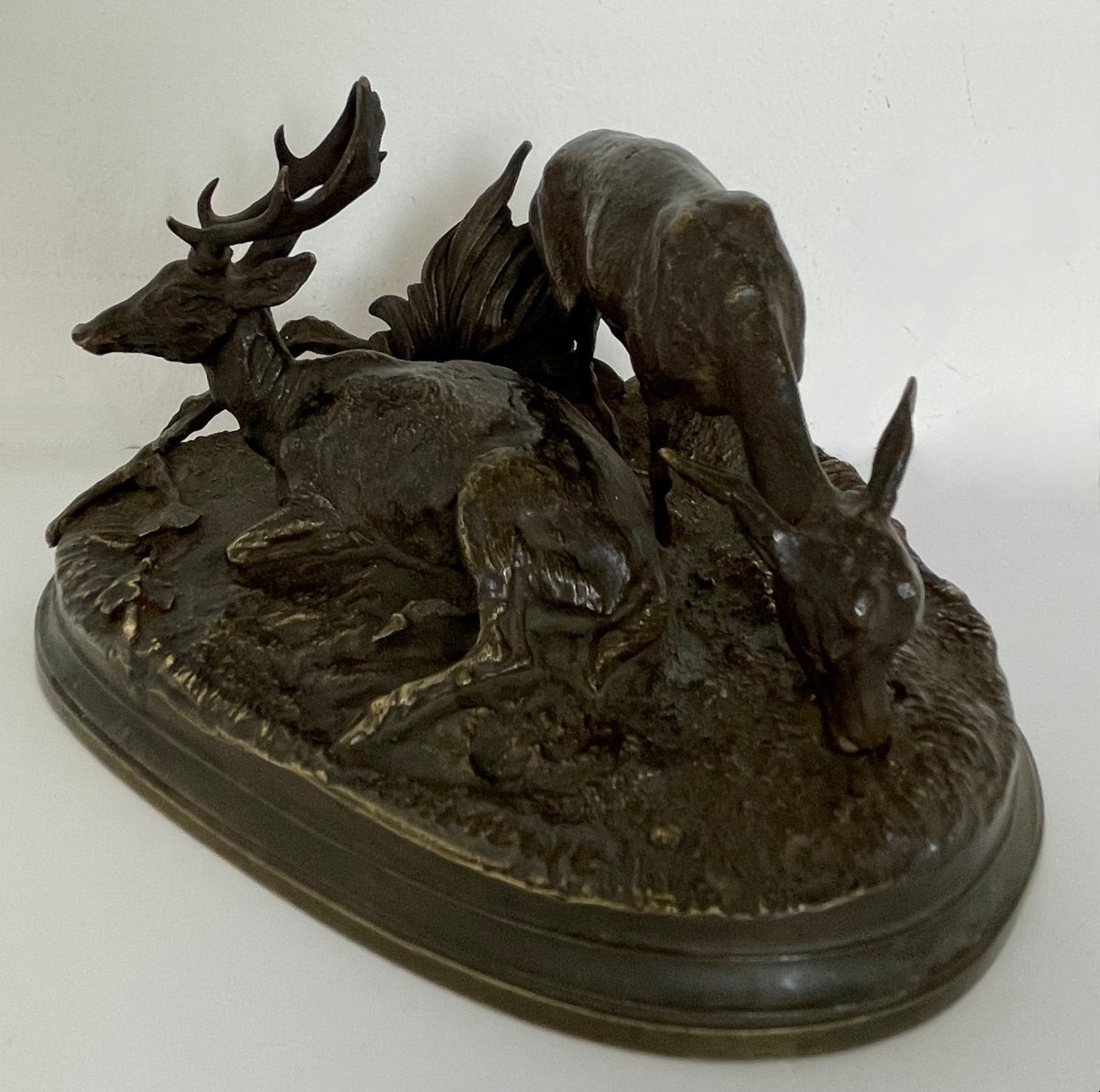 The Stag And The Doe, Bronze Signed P J Mêne-photo-2