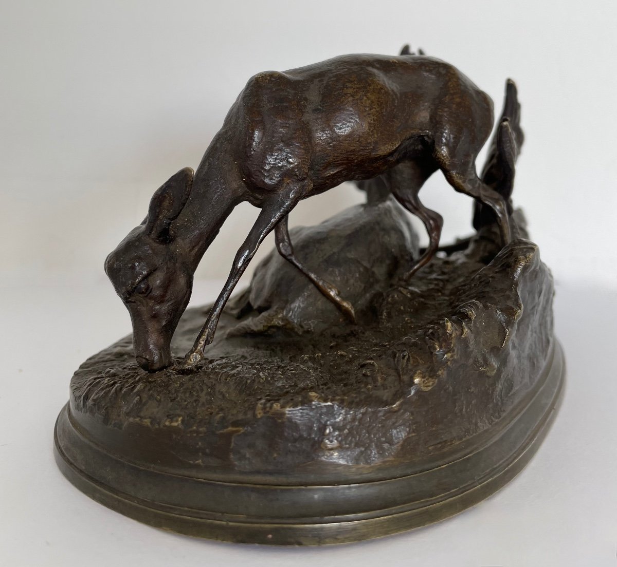 The Stag And The Doe, Bronze Signed P J Mêne-photo-4