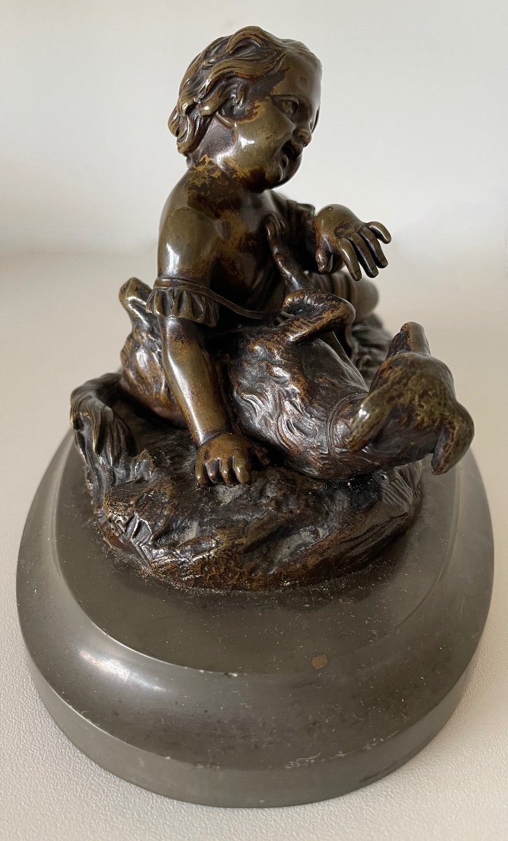 L Enfant Et Son Chien , Sujet En Bronze-photo-1