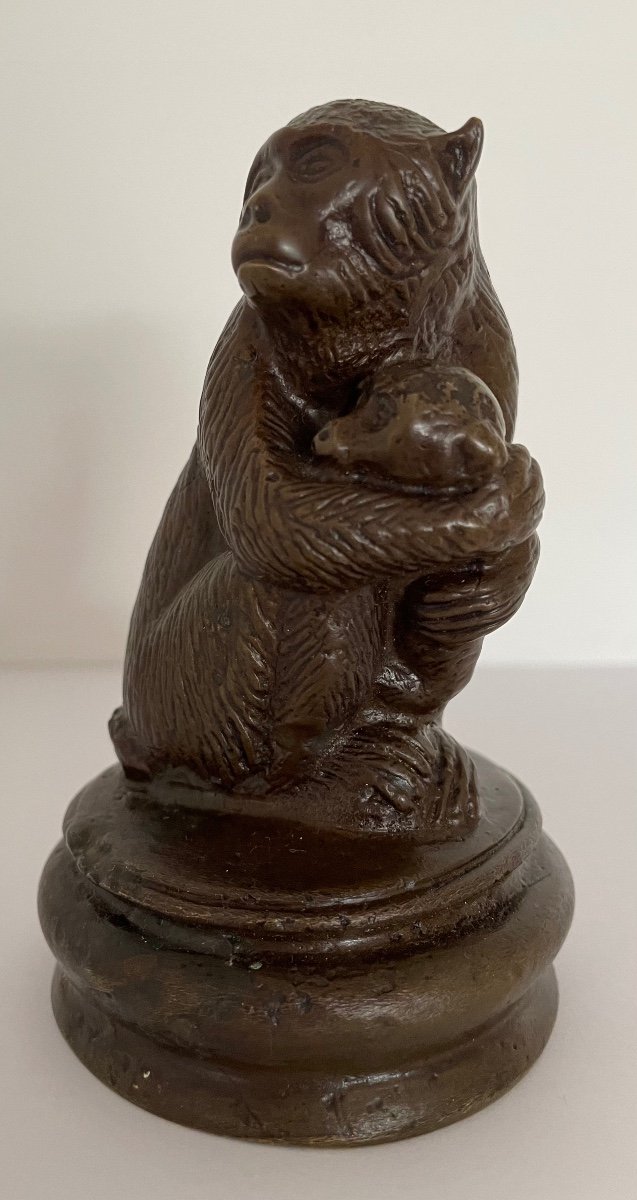 Mother Monkey And Her Baby, Bronze Subject-photo-2