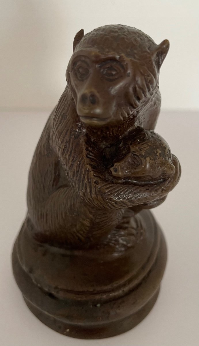 Mother Monkey And Her Baby, Bronze Subject-photo-3