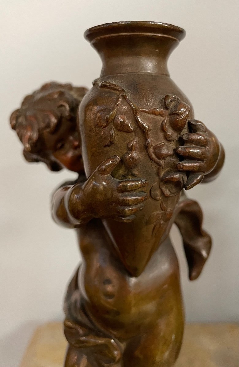 Paire D Angelots En Bronze Signée Auguste Moreau-photo-3