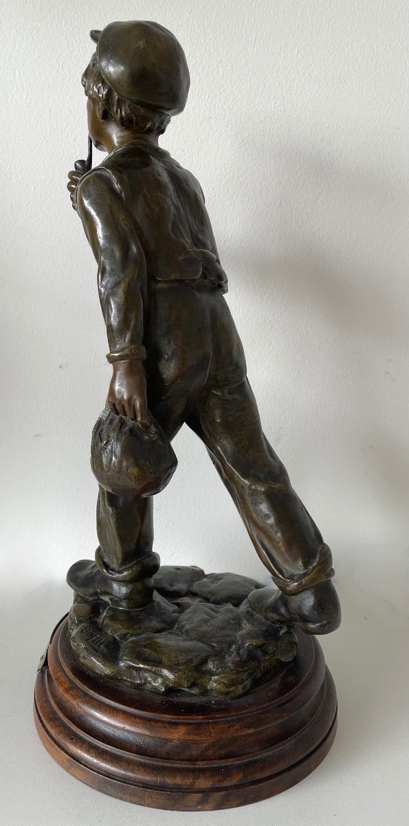 Young Man With A Pipe, Bronze Sculpture-photo-1