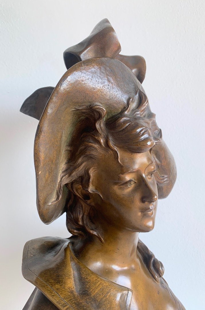 Woman With Hat, Bronze Signed Georges Coudray-photo-4