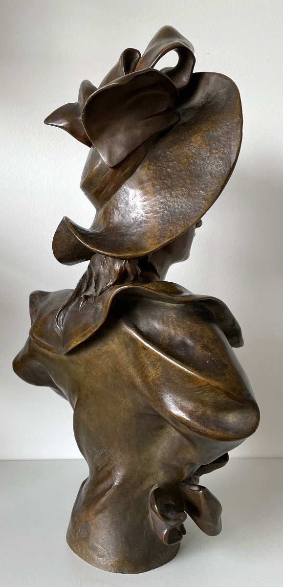 Woman With Hat, Bronze Signed Georges Coudray-photo-2