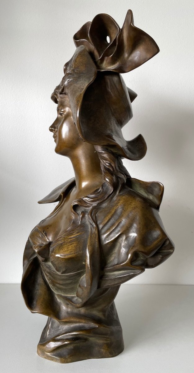 Woman With Hat, Bronze Signed Georges Coudray-photo-5