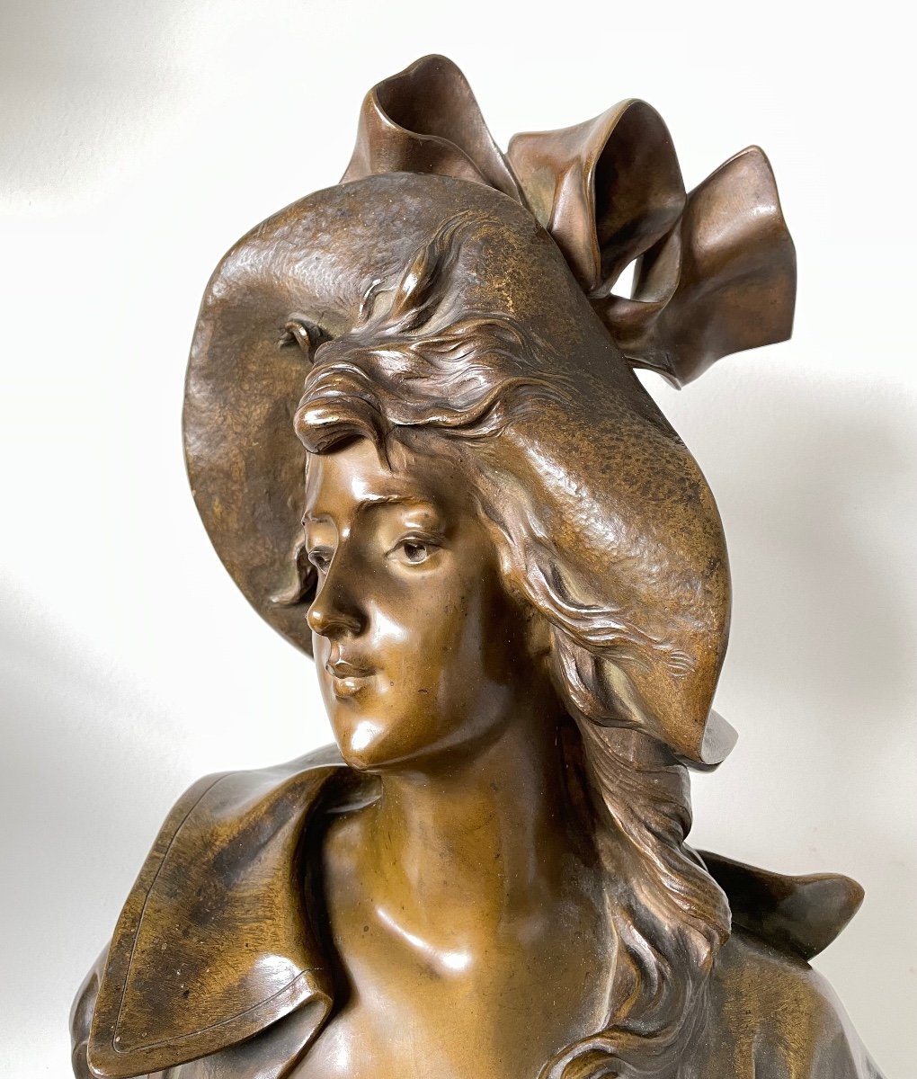 Woman With Hat, Bronze Signed Georges Coudray-photo-6