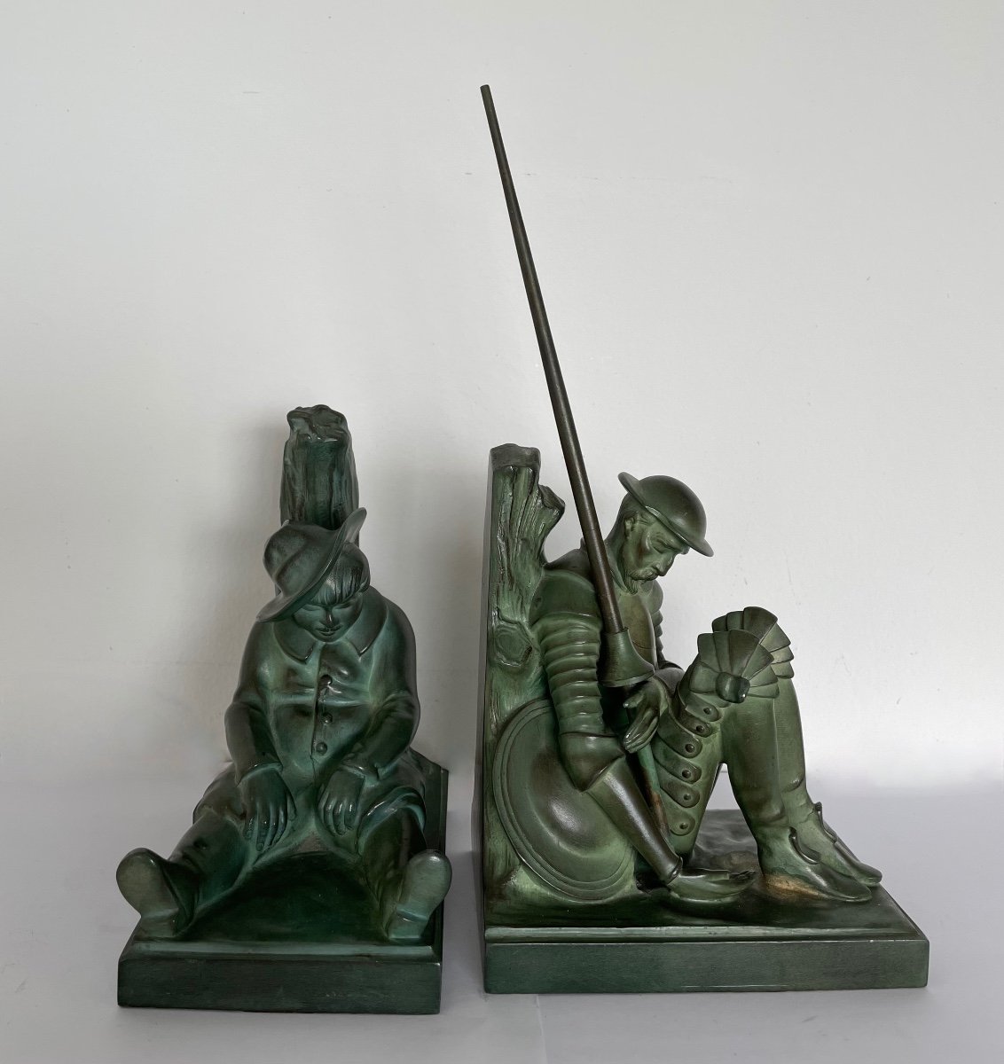  Don Quixote And Sancho Pancha, Bookend Signed Janle-photo-2