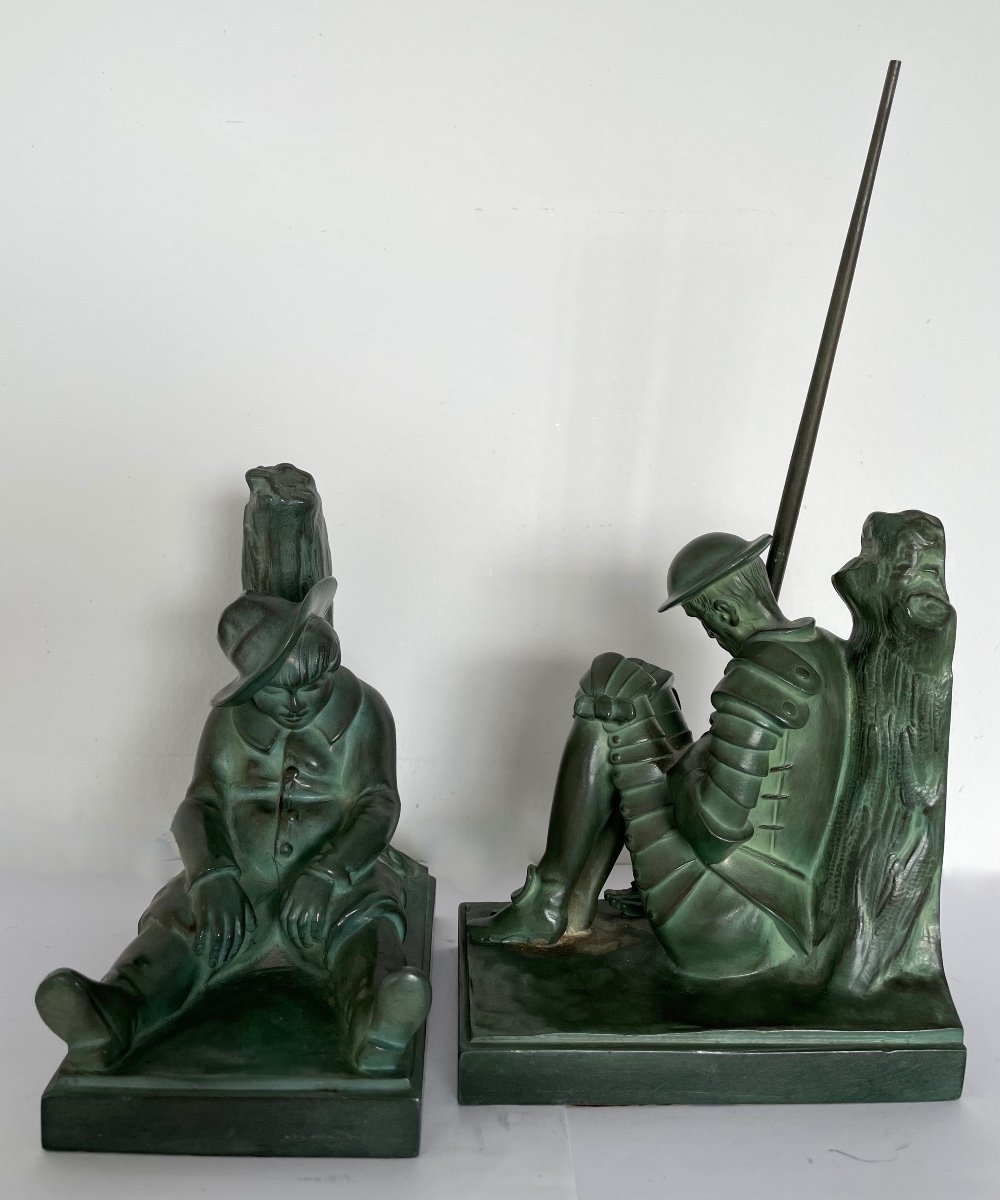  Don Quixote And Sancho Pancha, Bookend Signed Janle-photo-8