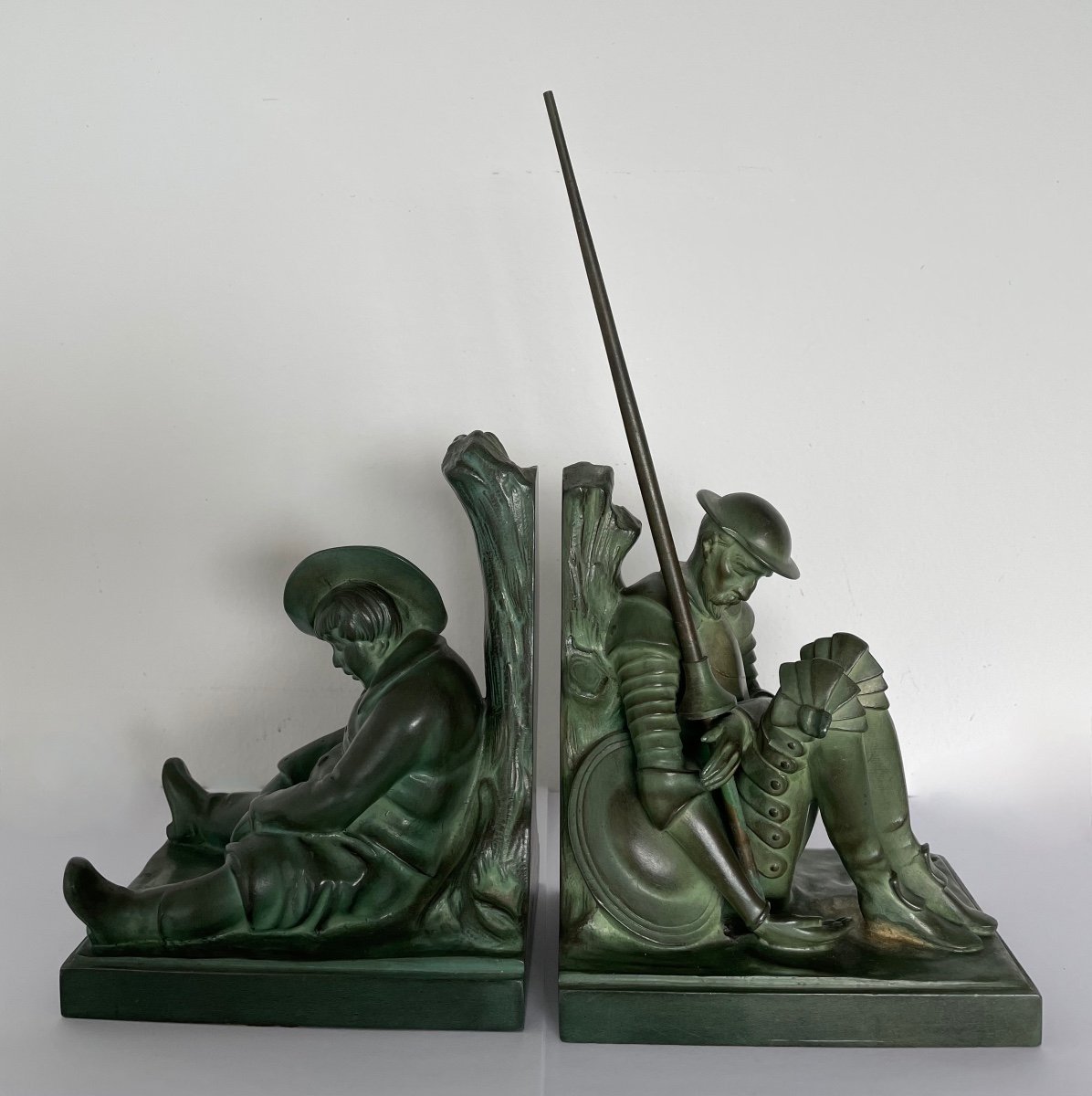  Don Quixote And Sancho Pancha, Bookend Signed Janle