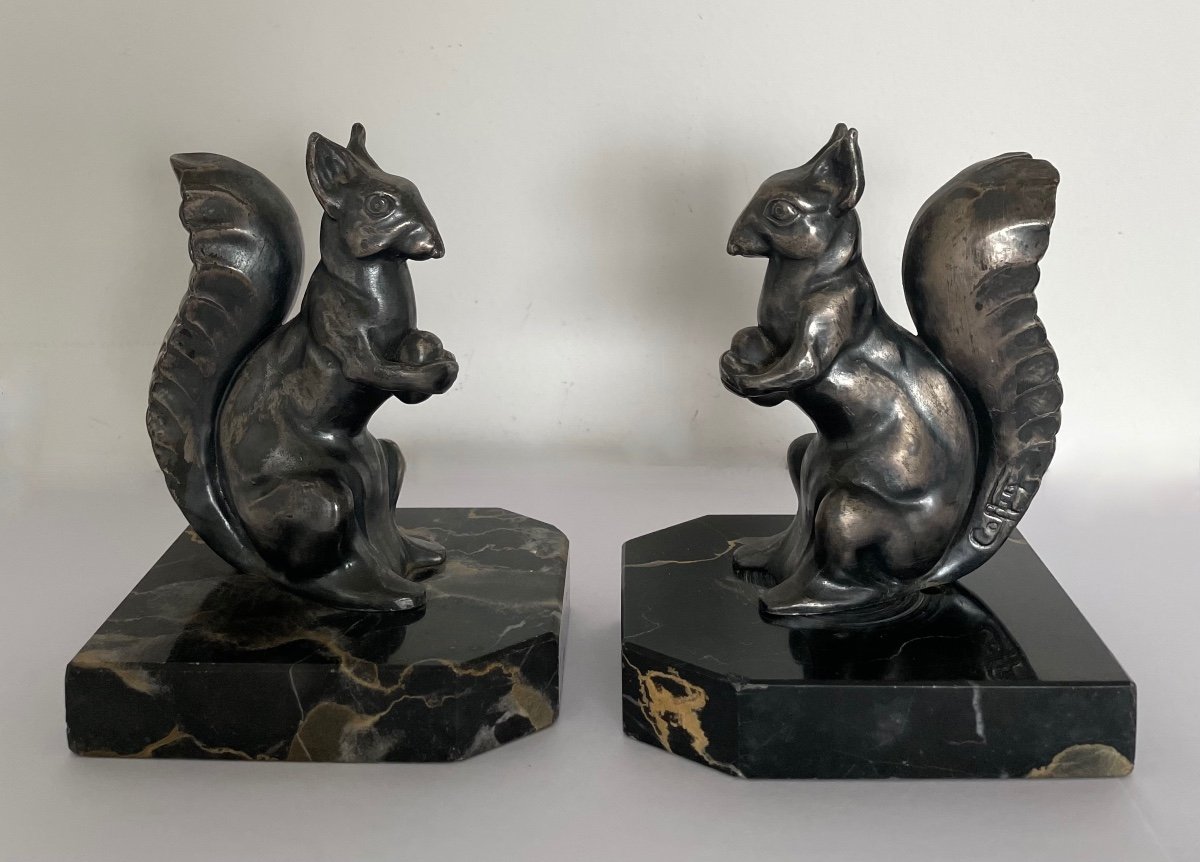 Pair Of Bookends Representing Squirrels 