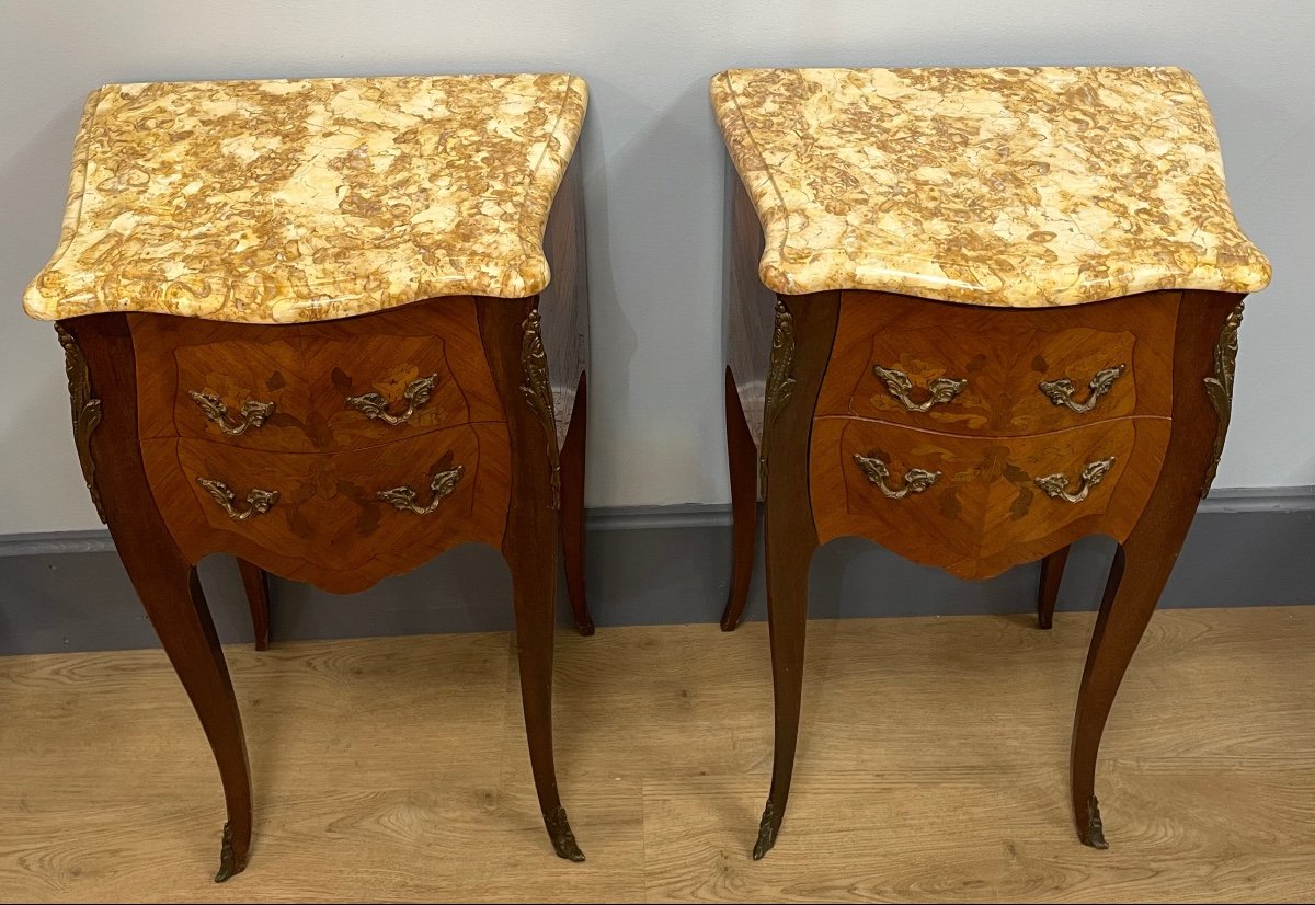 Pair Of Louis XV Style Bedside Tables-photo-2