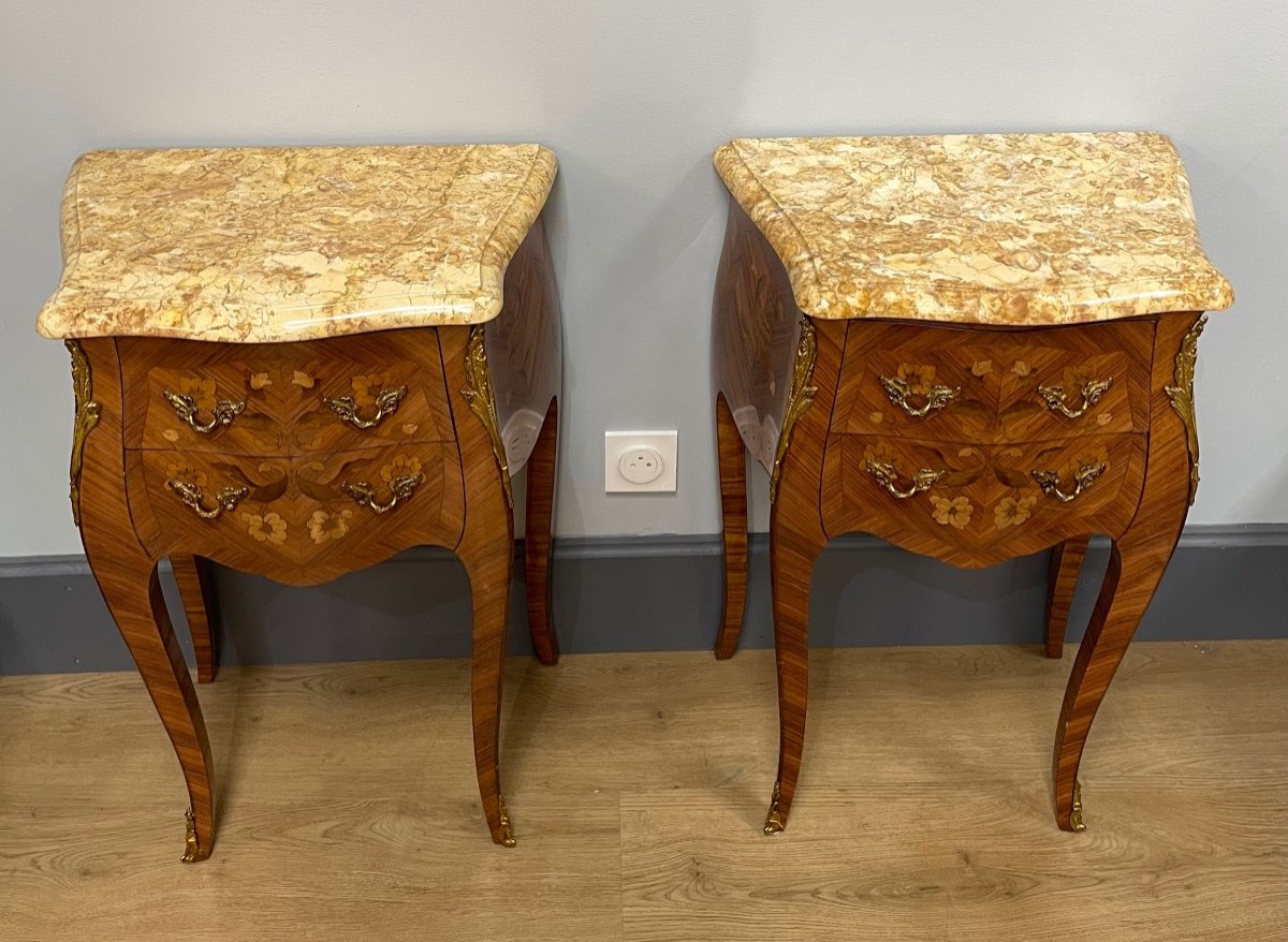 Pair Of Louis XV Style Bedside Tables-photo-2