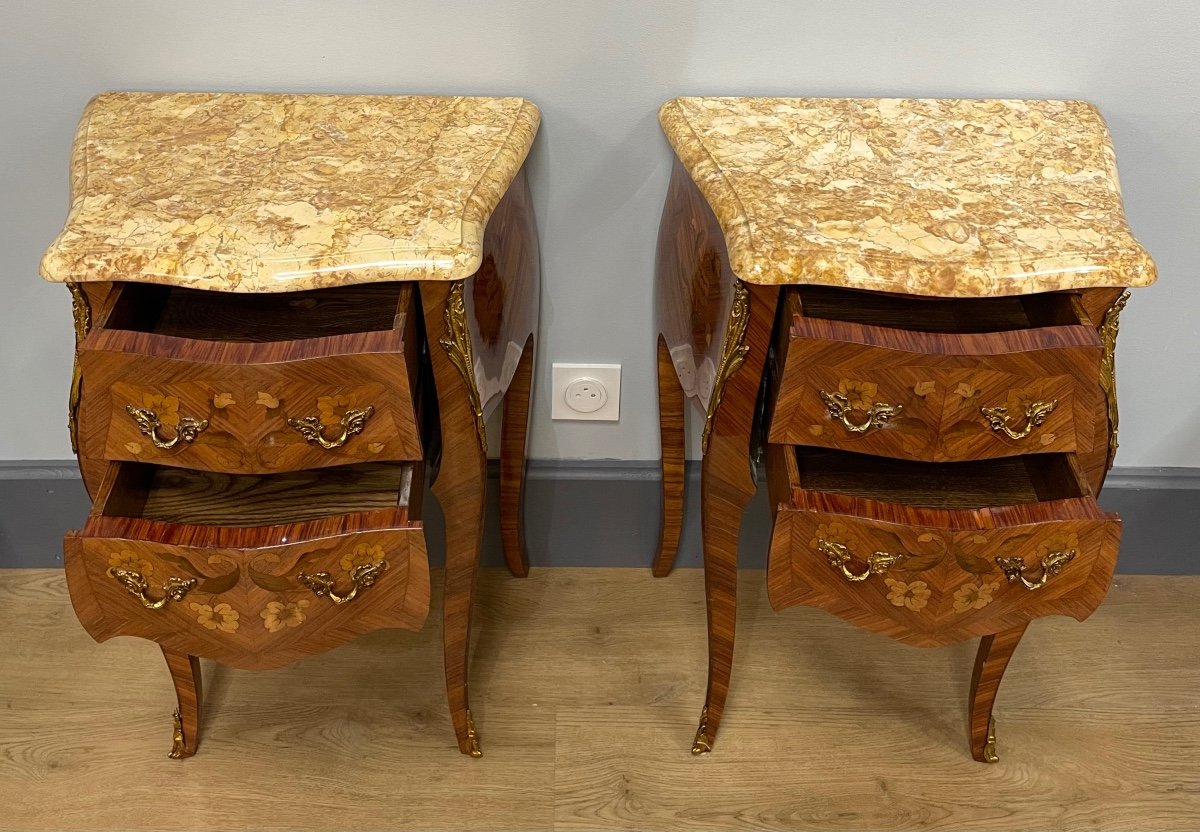 Pair Of Louis XV Style Bedside Tables-photo-3