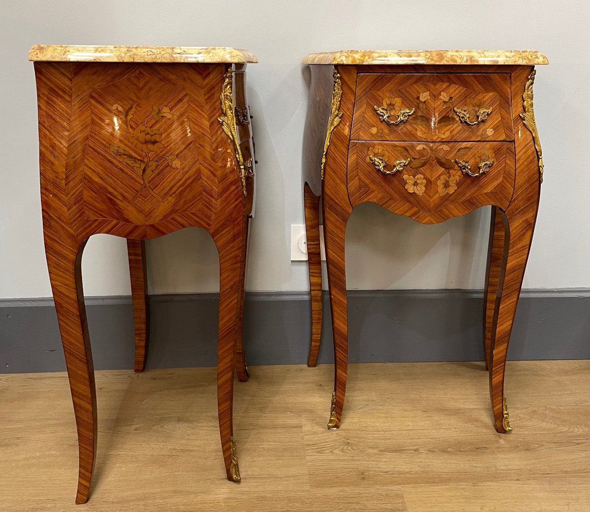 Pair Of Louis XV Style Bedside Tables-photo-5