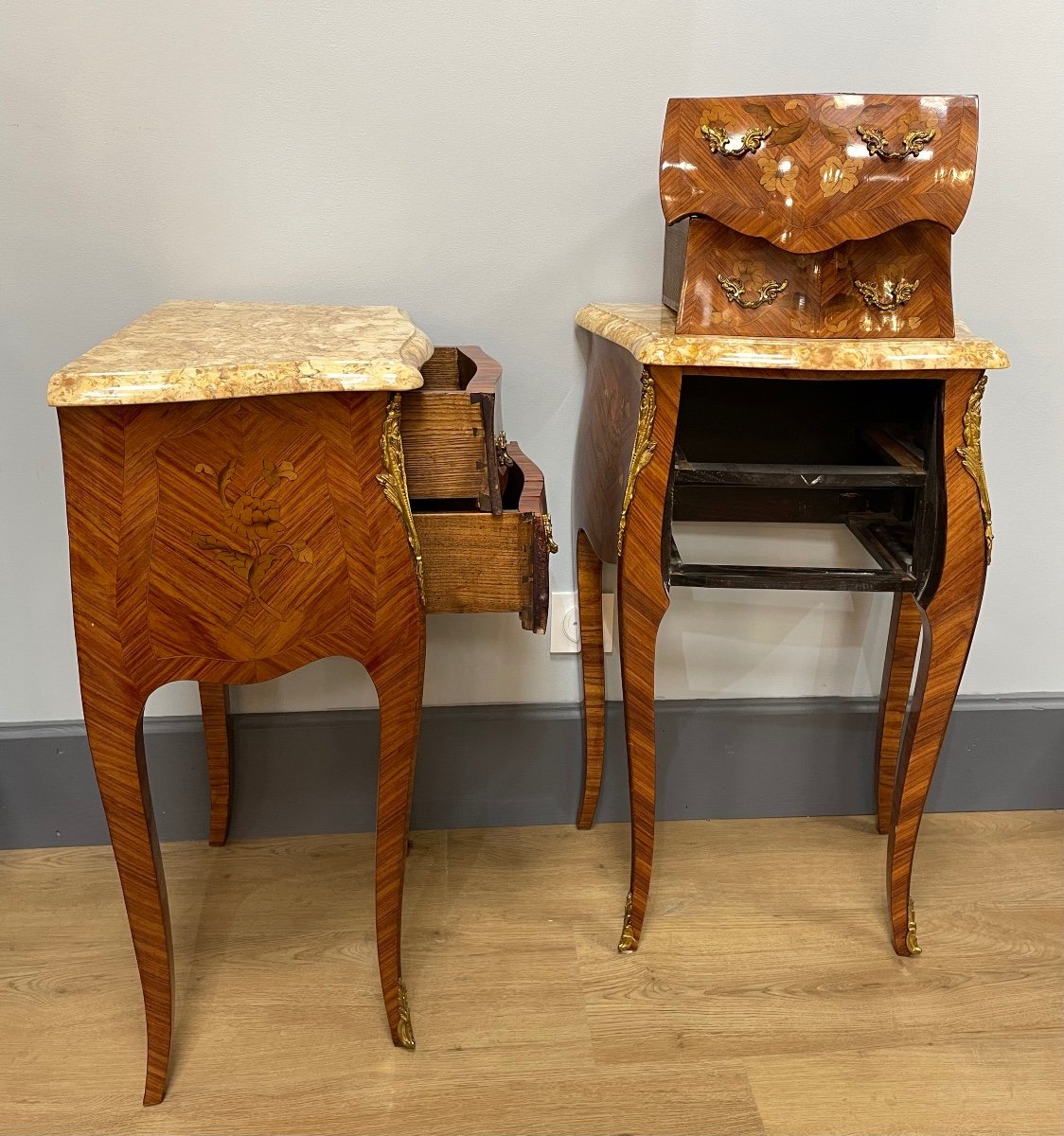 Pair Of Louis XV Style Bedside Tables-photo-6