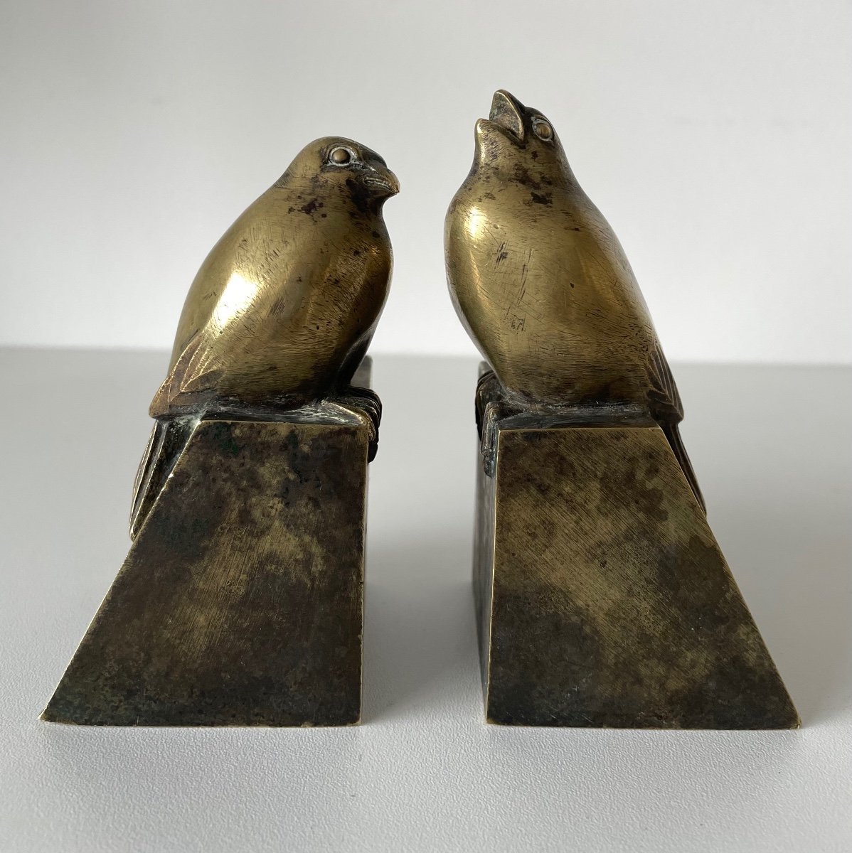 Bookends Representing Birds Signed M Bertin-photo-2