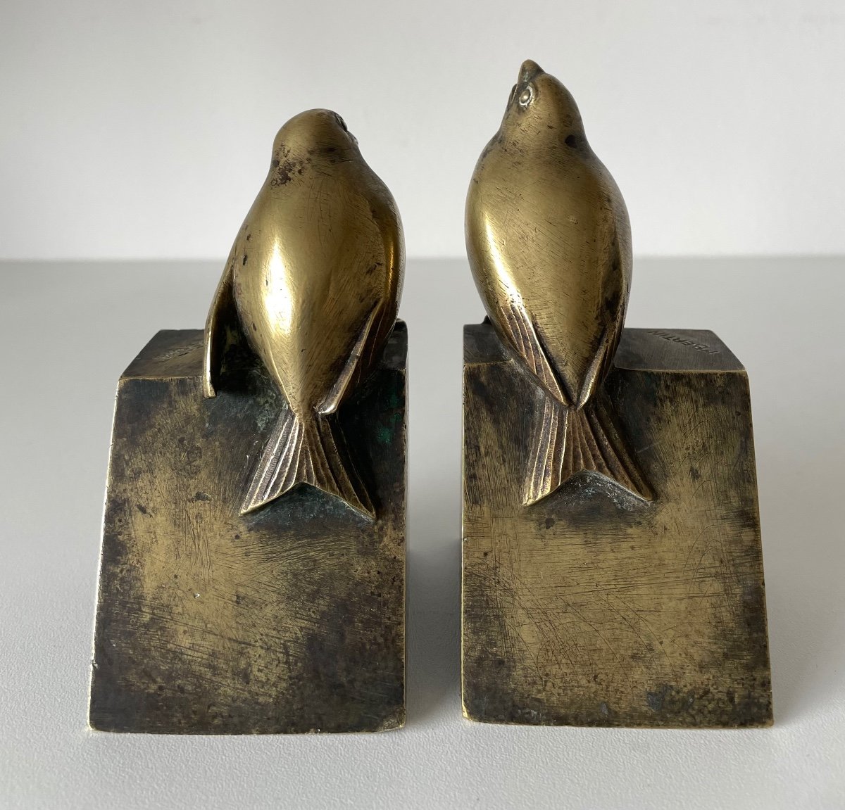 Bookends Representing Birds Signed M Bertin-photo-3