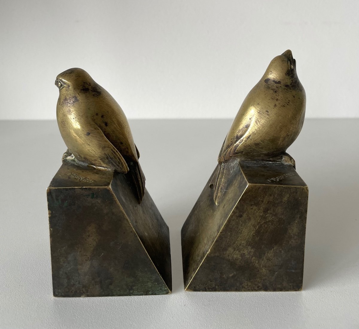 Bookends Representing Birds Signed M Bertin-photo-4