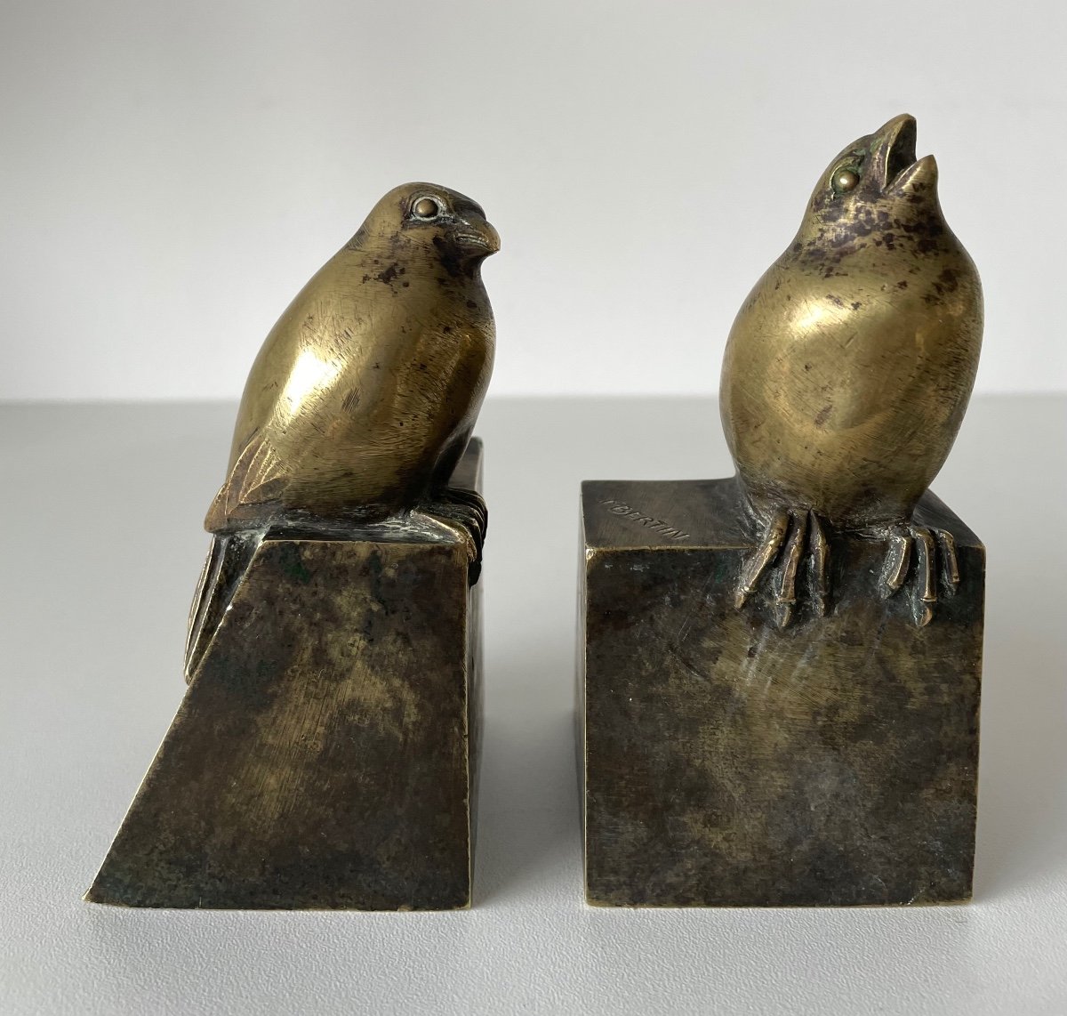 Bookends Representing Birds Signed M Bertin-photo-1