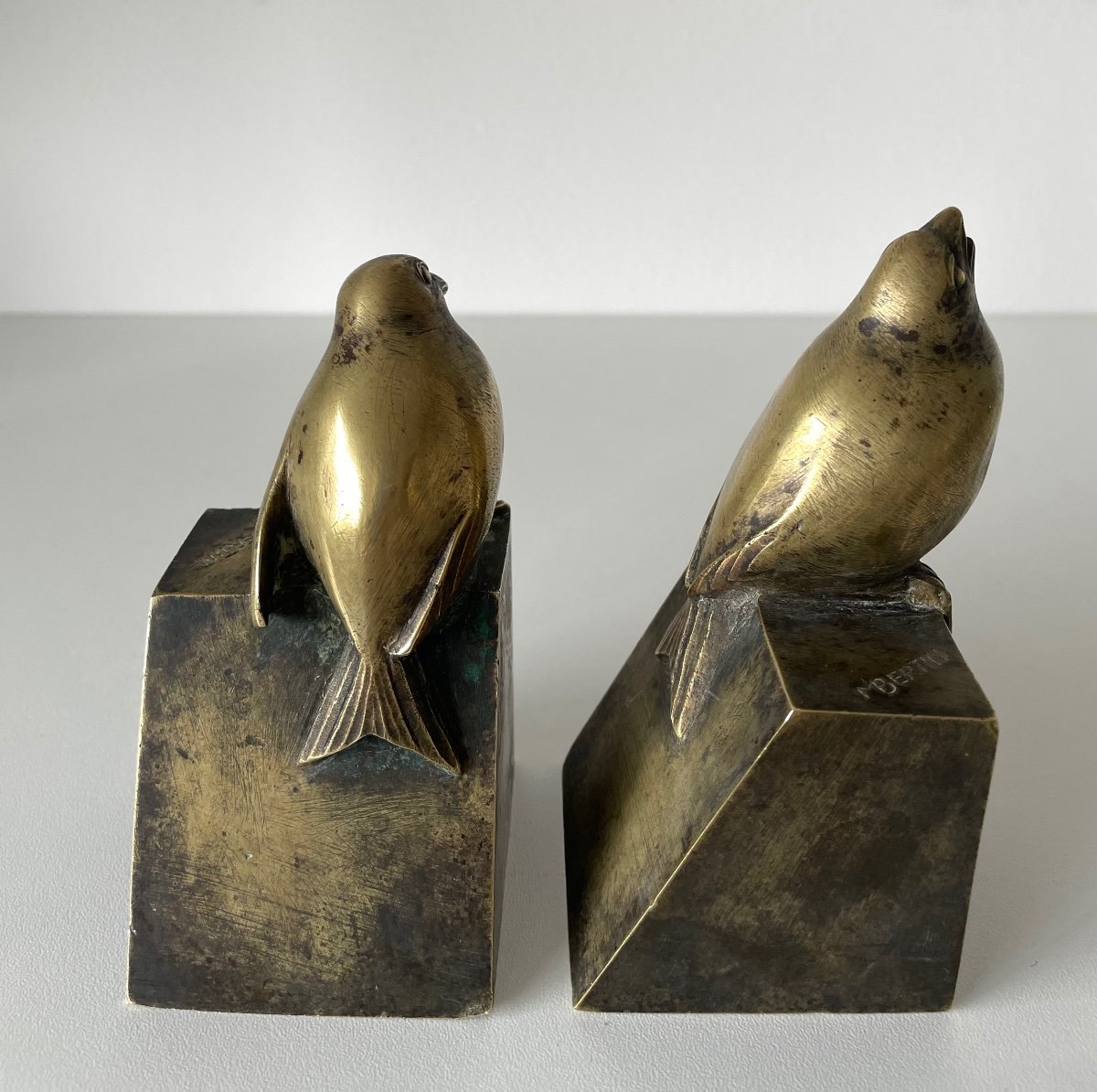 Bookends Representing Birds Signed M Bertin-photo-5