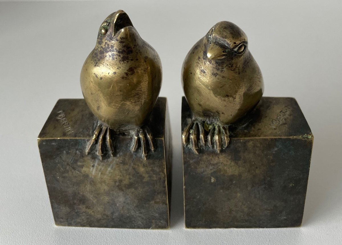 Bookends Representing Birds Signed M Bertin-photo-7