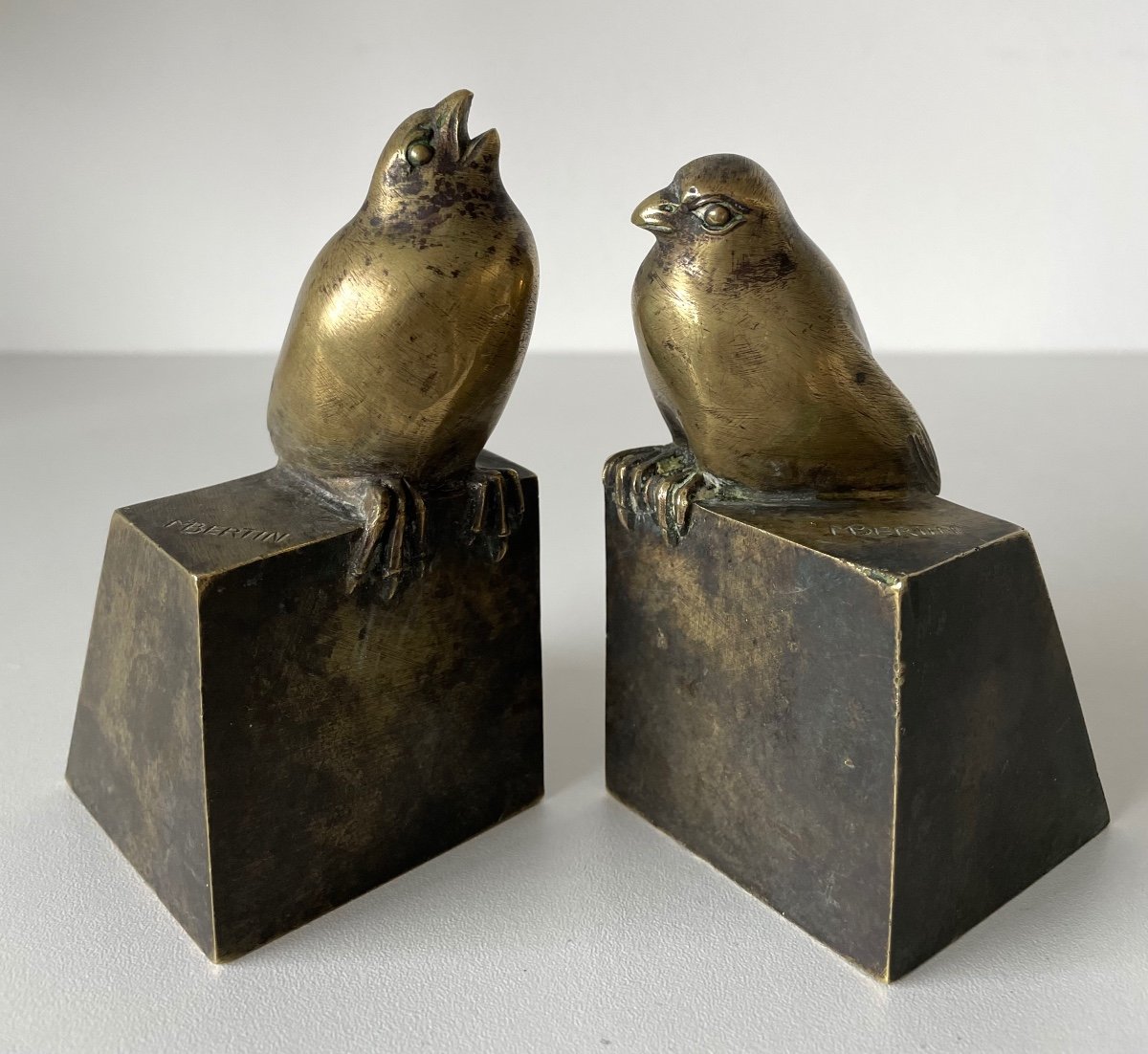 Bookends Representing Birds Signed M Bertin-photo-8