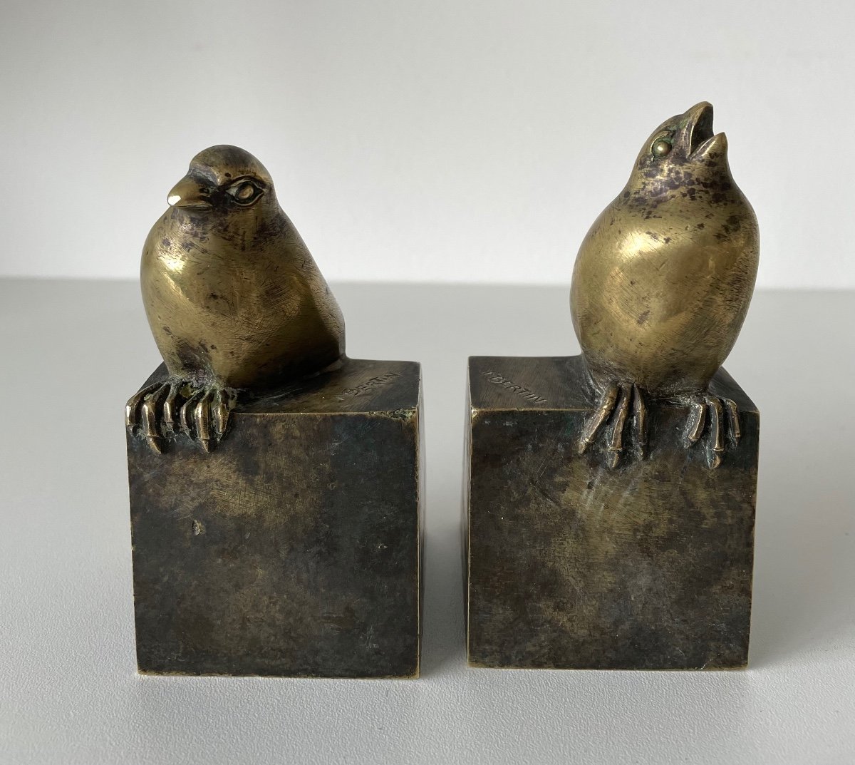 Bookends Representing Birds Signed M Bertin