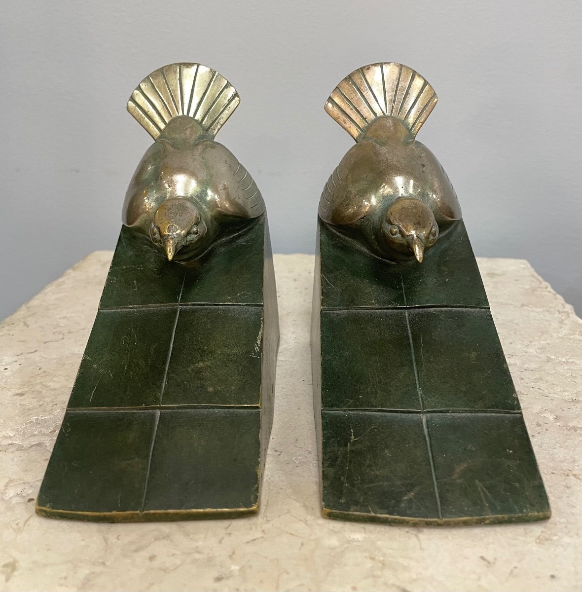 Bronze Bookends Signed Rischmann-photo-2