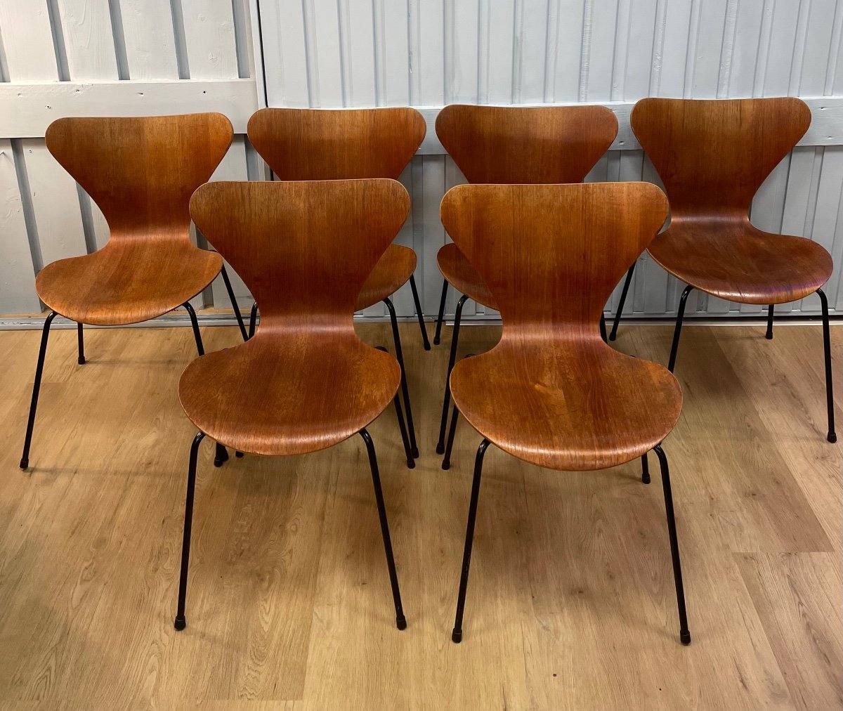 Suite De 6 Chaises En Teck Arne Jacobsen-photo-6