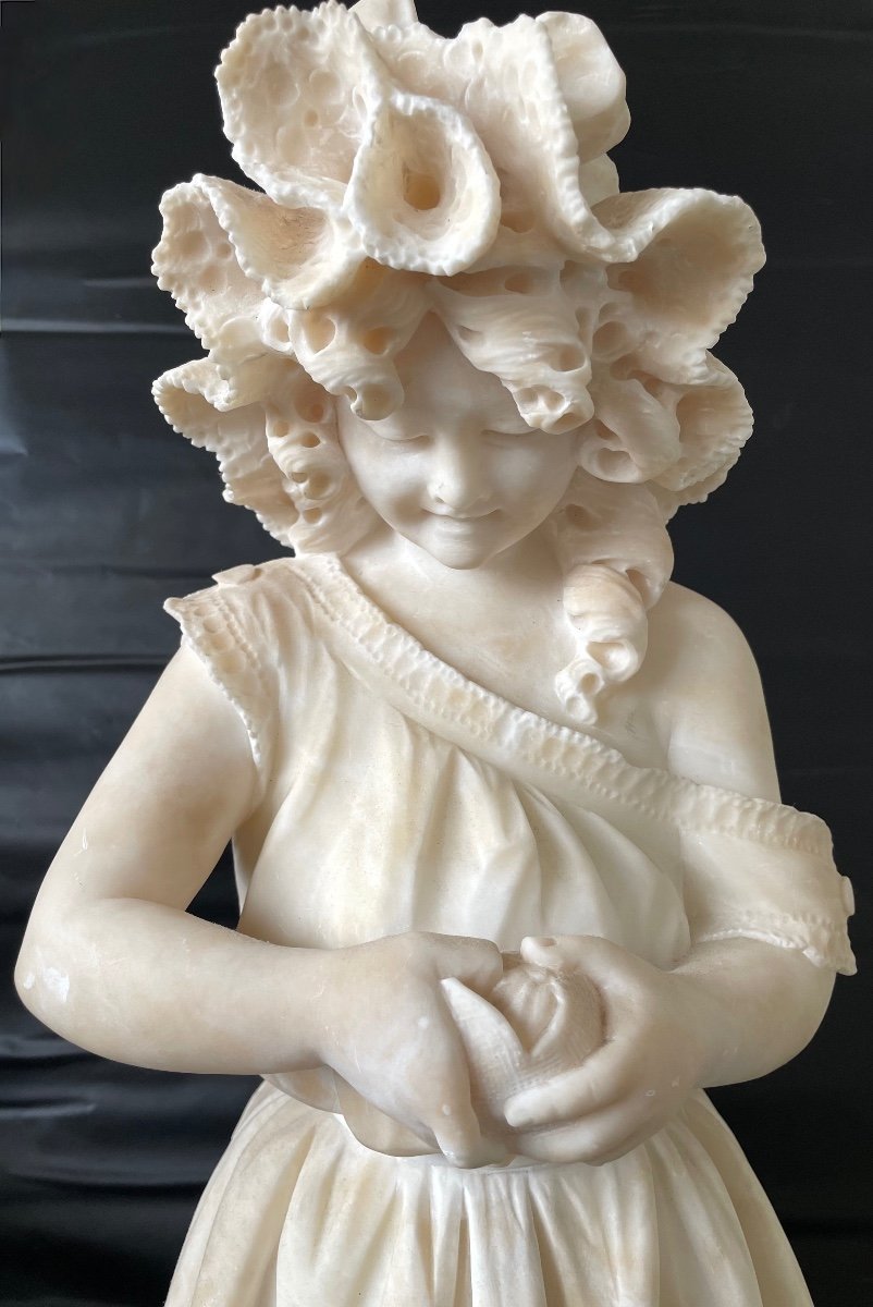 Jeune Fille à La Clémentine , Sculpture En Albâtre-photo-2