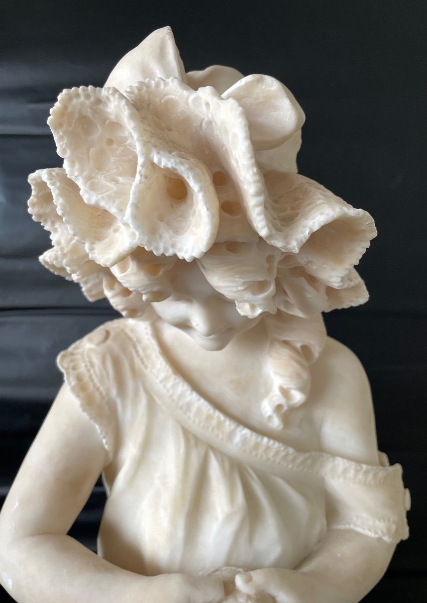 Jeune Fille à La Clémentine , Sculpture En Albâtre-photo-5