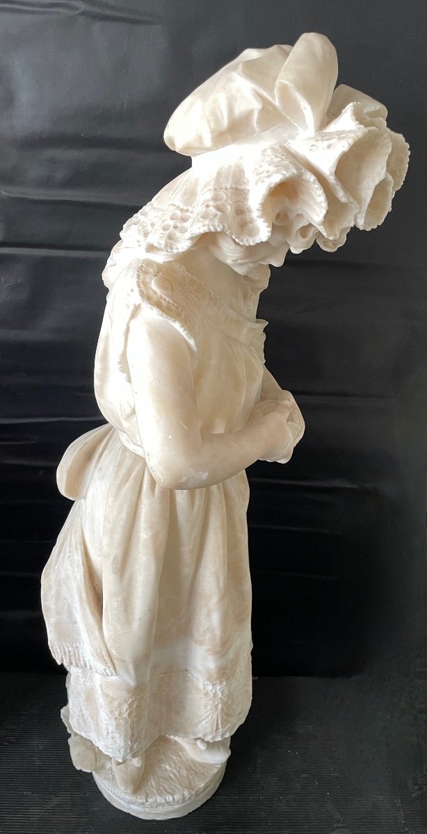 Jeune Fille à La Clémentine , Sculpture En Albâtre-photo-6