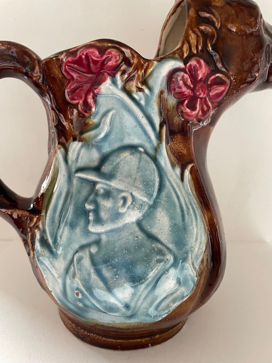 Barbotine Pitcher Representing A Horse-photo-2